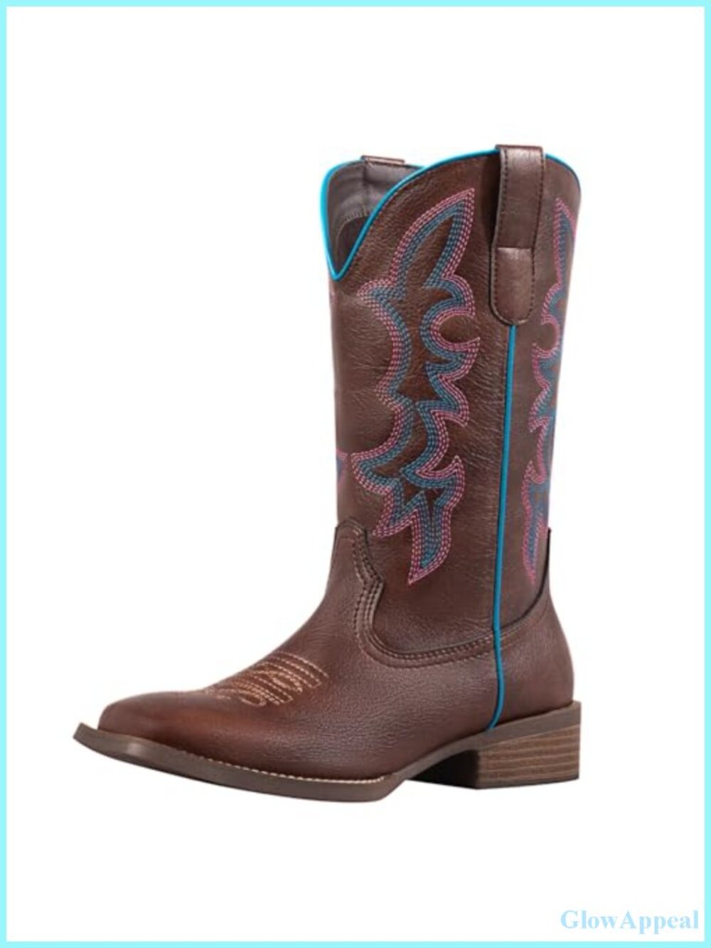 Wide Calf Cowboy Boots Square Toe Faux Leather Western Boots Calf High